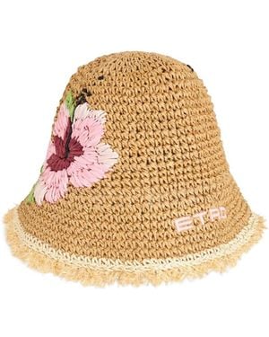 Etro Raffia Bucket Hat With Embroidery - Natural