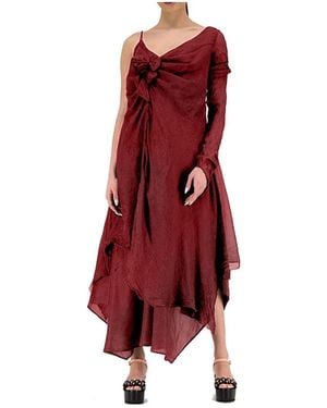 Marc Le Bihan Pleated Detail Dress - Red