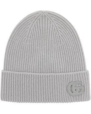 Gucci Cashmere Hat With Patch - Grey