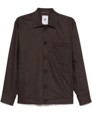 PT01 Casual Jacket With Wide Collar Shirt - Brown