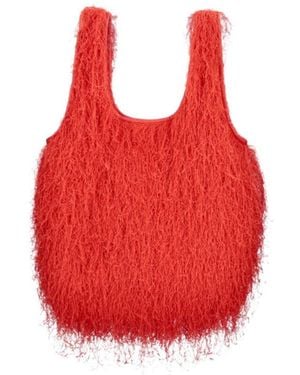 Dries Van Noten Ruffled Small Top Handle Bag - Red