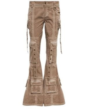 Blumarine Embellished Low-Rise Flared Jeans - Natural