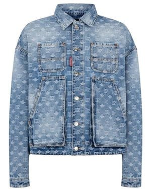 DSquared² Light Wash Utility Jean Jacket - Blue
