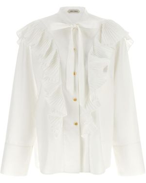 Alberta Ferretti Pleated Ruffle Shirt - White