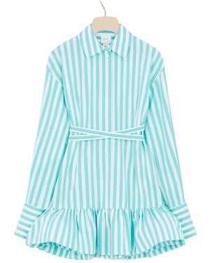 Patou Striped Collared Long-Sleeve Shirt - Blue