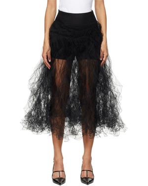 Valentino Tulle-Panels Midi Skirt - Black