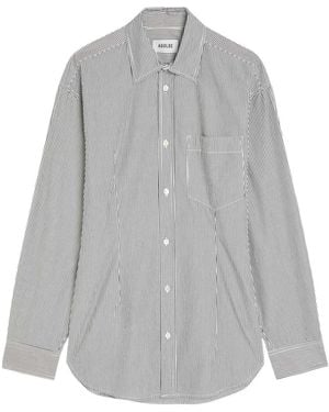 Agolde Striped Cotton-Poplin Shirt - Gray