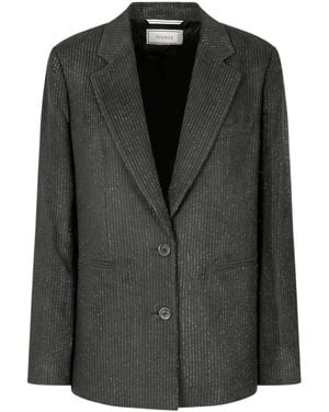 Peserico Pinstriped Single-Breasted Blazer - Black