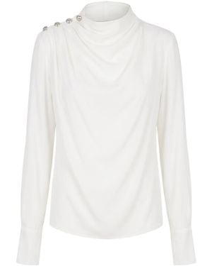 Patrizia Pepe Draped Long-Sleeve Top - White