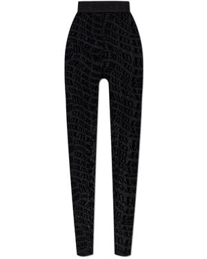 Versace Jeans Couture Logo-Print Sheer Leggings - Black