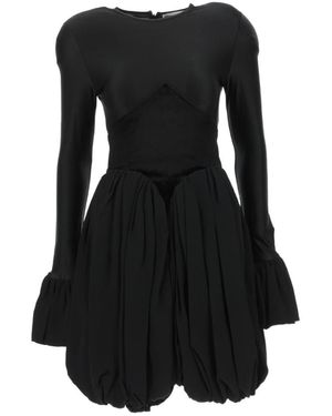 Rabanne Paneled Crewneck Flared Dress - Black