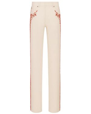 Dior Embroidered Fitted Jeans - White