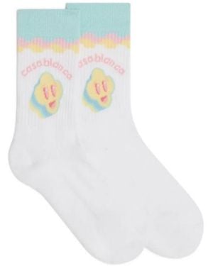 CASABLANCA Logo Trim Socks - White