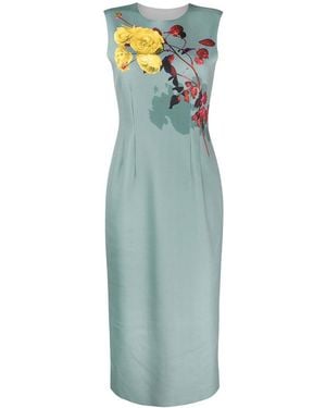 Dries Van Noten Floral Print Dress - Blue