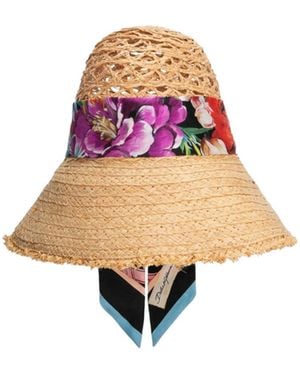 Dolce & Gabbana Floral Scarf Detailed Bucket Hat - Pink