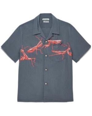 JW Anderson Graphic-Print Chest-Pocket Shirt - Blue