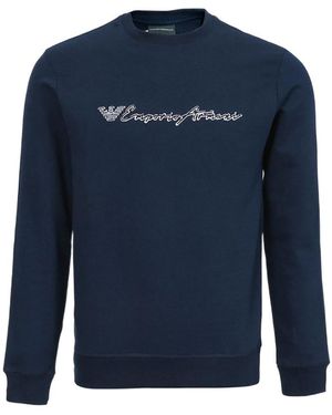 Emporio Armani Round-Collar Long-Sleeve Hoodie - Blue