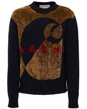 Marni X Carhartt Logo Intarsia-Knitted Crewneck Jumper - Black