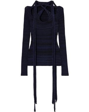 Y. Project Scarf-Detailed Knit Top - Blue