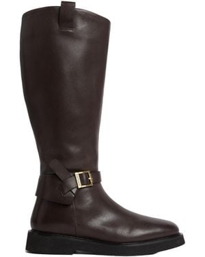 Barbour Buckle Leather Knee-High Riding Boots - Brown