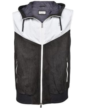 Brunello Cucinelli Perforated Hooded Gilet - Black