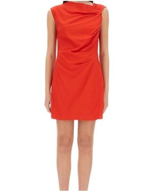 MSGM Twist Detailed Asymmetric Neck Mini Dress - Red