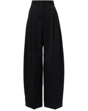 Mugler Pleated Virgin Wool Wide-Leg Pants - Black