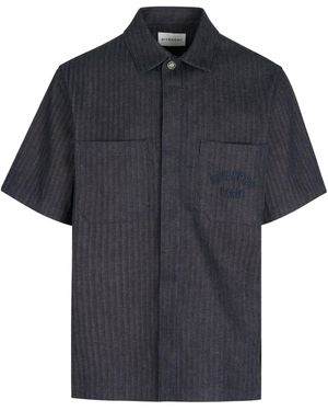 Givenchy Paris Logo Embroidered Denim Shirt - Black