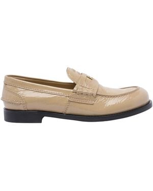 Miu Miu Round Toe Loafers - Natural