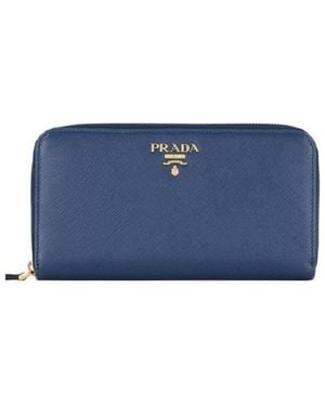 Prada Logo Logo Wallet - Blue