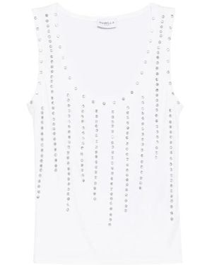 Marella Scoop-Neck Embellished Top - White