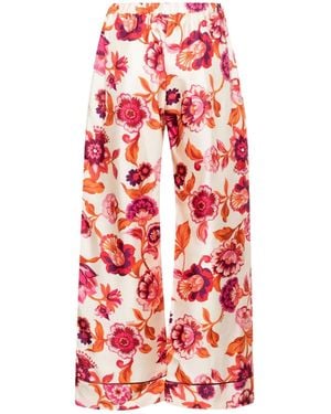 La DoubleJ Floral-Print Pajama Pants - Red