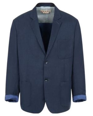Marni Deep Satin Single-Breasted Jacket - Blue