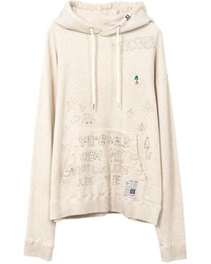 Maison Mihara Yasuhiro Distressed Graffiti-Print Hoodie - Natural
