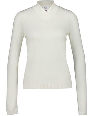 CASABLANCA V-Neck Logo Detailed Jumper - White