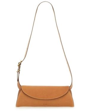 Jil Sander Logo Debossed Shoulder Bag - White