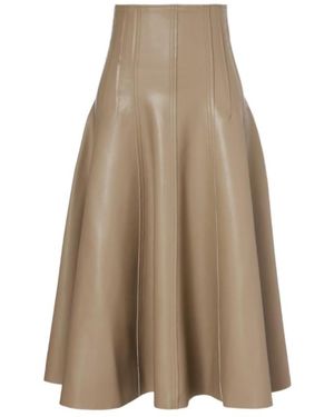 Norma Kamali Flared Midi Skirt - Natural
