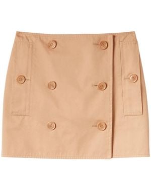 Burberry High-Rise Button Detailed Mini Skirt - Natural