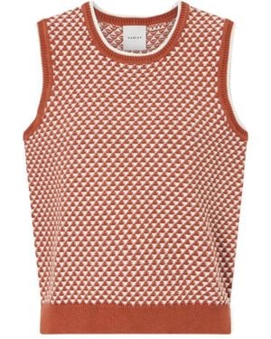 Varley Jenson Two-Tone Knitted Cotton Vest - Red