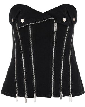 Dion Lee Denim Biker Corset Top - Black