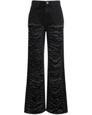 Dion Lee Vintage-Style Distressed Denim Trousers - Black