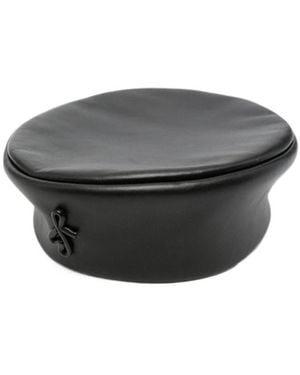 Ruslan Baginskiy Logo-Plaque Leather Beret - Gray