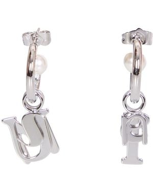 Sunnei Pearl Letter Hoop Earrings - White