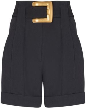 Balmain Grain De Poudre Belted Shorts - Blue