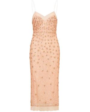 LoveShackFancy Mirrian Embellished Midi Dress - White