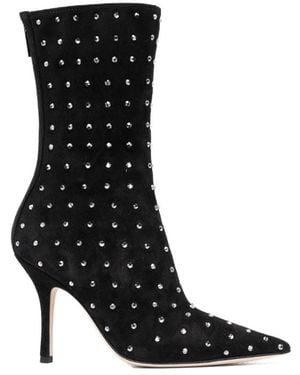 Paris Texas Pointed High-Heeled Ankle Boots - Black