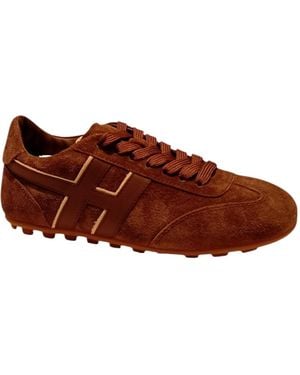Hogan Lace-Up Low-Top Sneakers - Brown