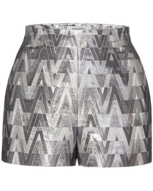 Valentino Diamond Plaid Shorts - Grey