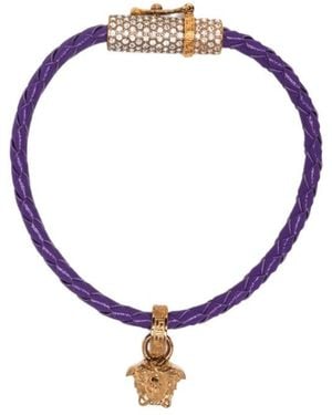 Versace Medusa Plaque Cord Bracelet - Blue