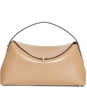 TOTEME T-Lock Leather Tote Bag - Natural